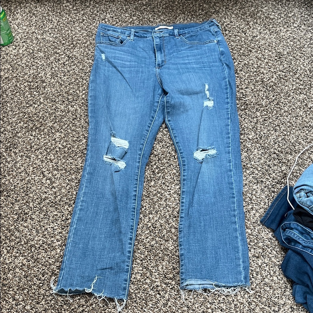 Levi's Distressed Blue Straight Leg Women's Jeans